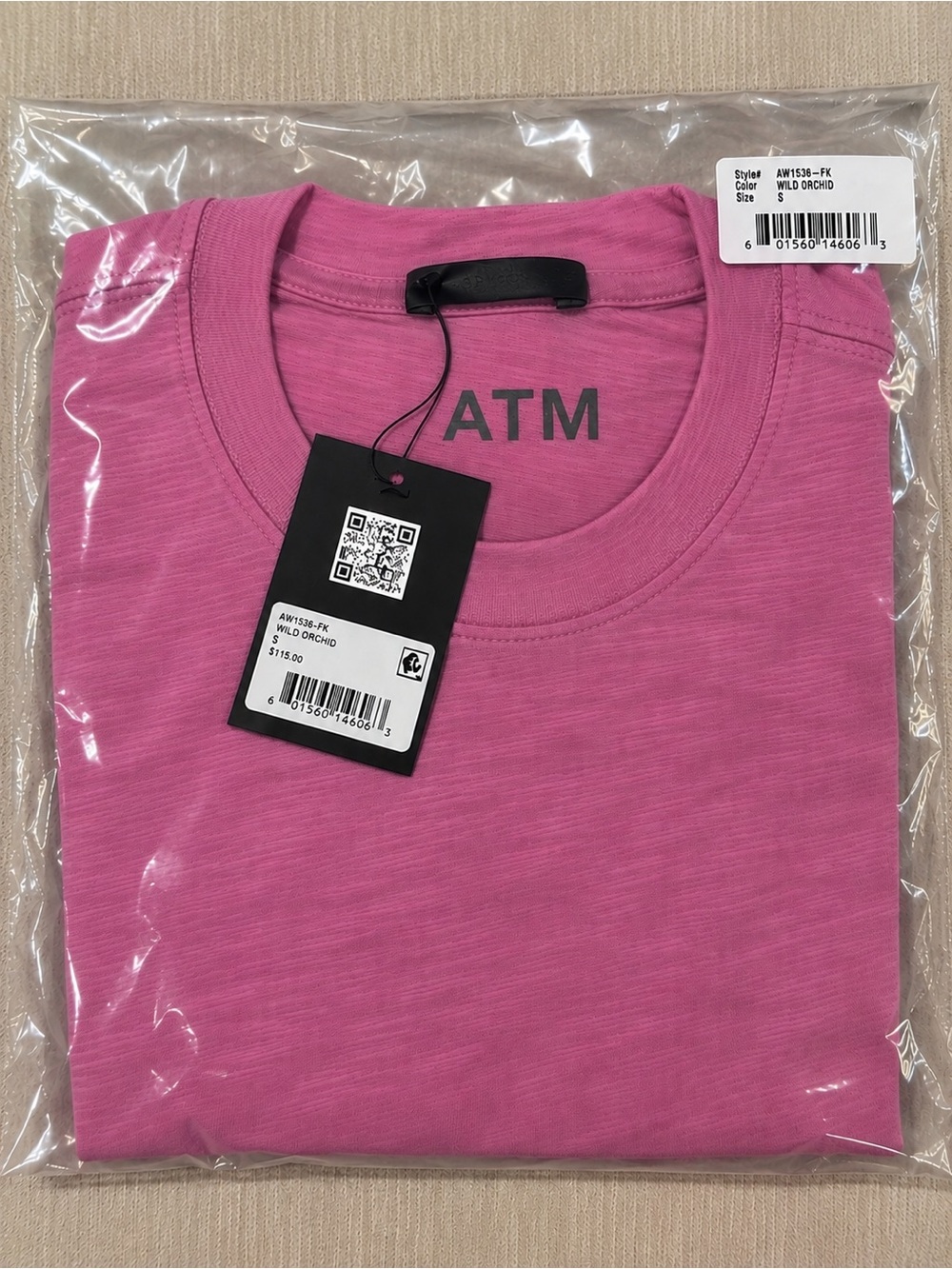 NWT ATM Anthony Thomas Melillo Wild Orchid Pink Long Sleeve Tee Size S